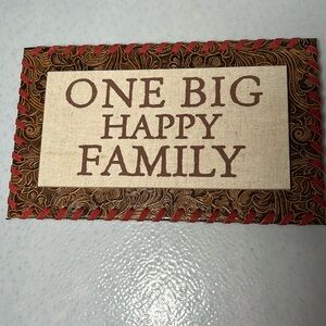 Wall Hanging Leather and Burlap "One Big Happy Family"